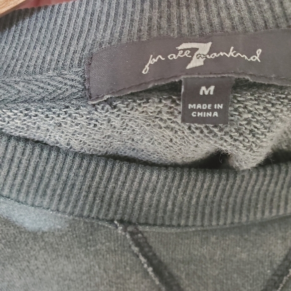 7FAMK 7 For All Mankind Women's Cropped Ruffle Shoulder Dark Gray Sweatshirt - Picture 11 of 14